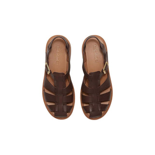 Brown Leather Flat Sandals