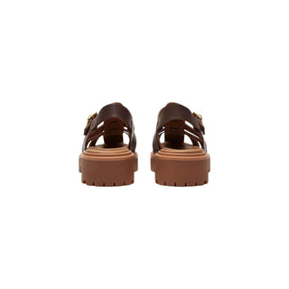 Brown Leather Flat Sandals