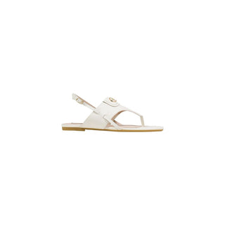 White Leather Flat Sandals