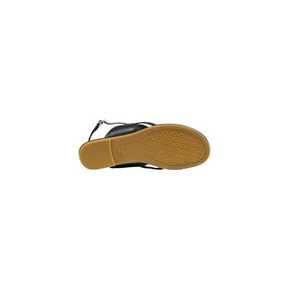 Black Leather Flat Sandals