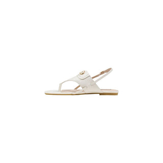 White Leather Flat Sandals