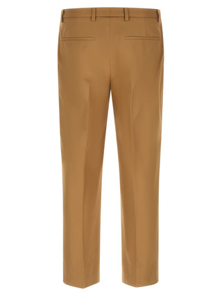 Beige Cotton Casual Pants