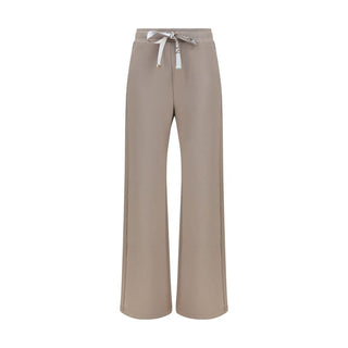 Beige Cotton Casual Pants