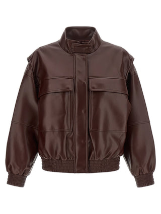 Brown Polyester Leather Jacket