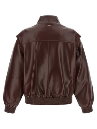 Brown Polyester Leather Jacket