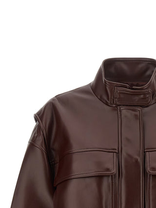 Brown Polyester Leather Jacket