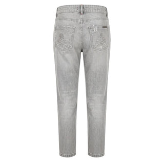 Grey Fabric Women Jeans