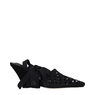 Black Fabric Strap-On Sandals
