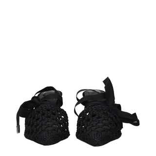 Black Fabric Strap-On Sandals