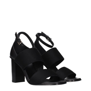Black Fabric Platform Sandals