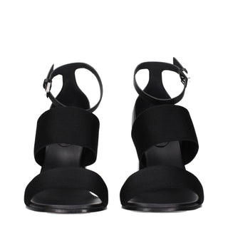 Black Fabric Platform Sandals