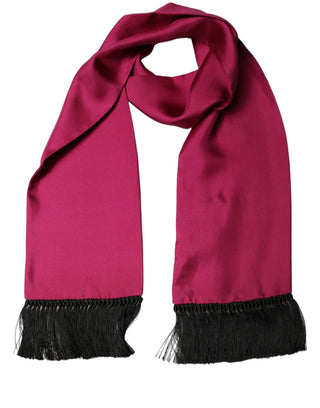 Men Burgundy Silk Fringed Lace Stole Scarf