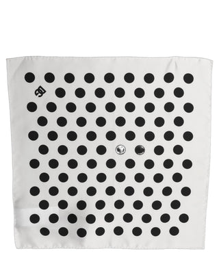 White Black Polka Dot Square Foulard Scarf