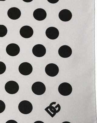 White Black Polka Dot Square Foulard Scarf