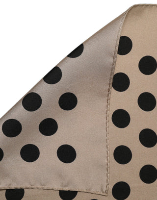 Beige Black Polka Dot Square Foulard Scarf