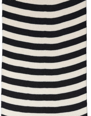 Black White Stripes Silk Knitted Shawl Scarf