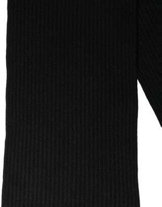 Men Black Wool Knitted Neck Shawl Scarf