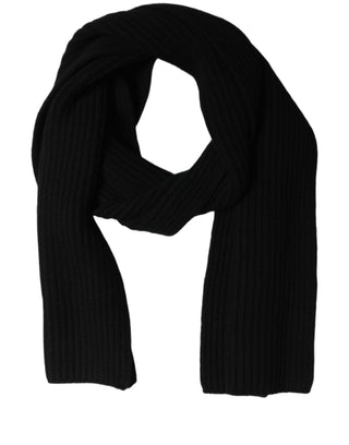 Men Black Wool Knitted Neck Shawl Scarf