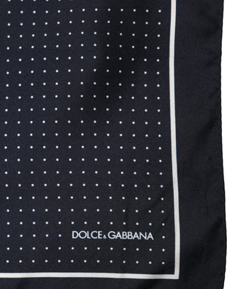 Blue Silk Polka Dot Handkerchief Pocket Scarf