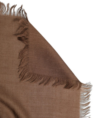 Brown Silk Wool Fringed Men Lace Stole Scarf
