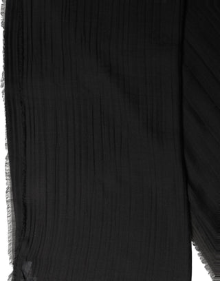 Black Silk Wool Fringed Men Lace Stole Scarf