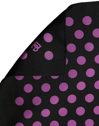 Purple Black Polka Dot Square Foulard Scarf