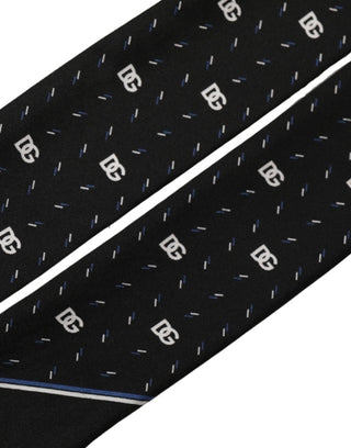 Black Silk DG Logo Men Skinny Shawl Scarf