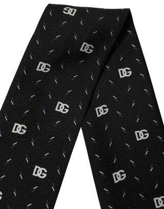 Black Silk DG Logo Men Skinny Shawl Scarf