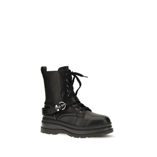Black Calf Leather Bos Taurus Lace-Up Boots