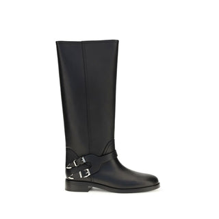Black Calf Leather Bos Taurus Flat Boots
