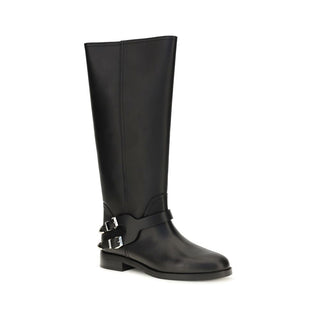 Black Calf Leather Bos Taurus Flat Boots
