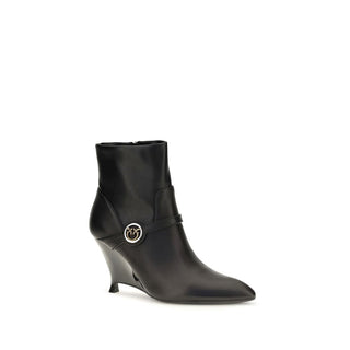 Black Calf Leather Bos Taurus Ankle Boots