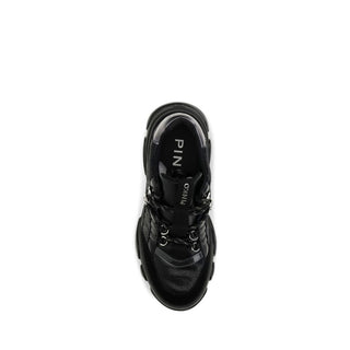 Black Calf Leather Bos Taurus Chunky Sneakers