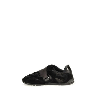 Black Suede Leather Athletic Sneakers
