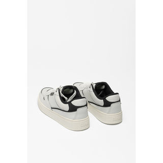 Black And White Leather Low Top Sneakers