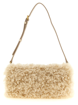 Beige Polyester Clutch Bag