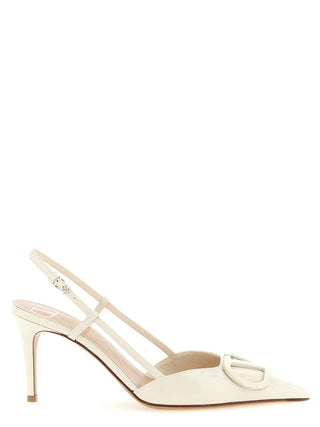 White Calfskin High Heel Pumps