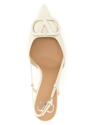 White Calfskin High Heel Pumps