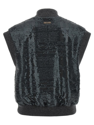 Gray Polyester Sleeveless Jacket