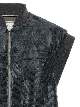 Gray Polyester Sleeveless Jacket