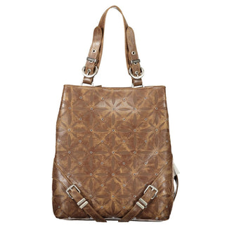 Brown Polyurethane Women's Backpack