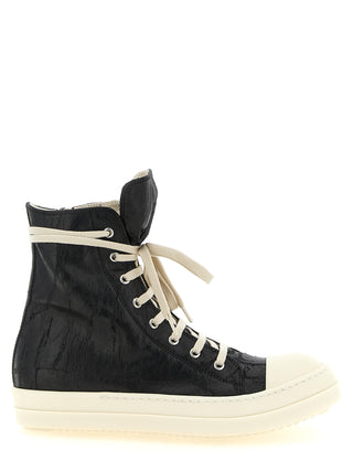 Black Cotton High Top Sneakers