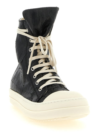 Black Cotton High Top Sneakers