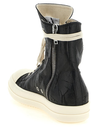 Black Cotton High Top Sneakers
