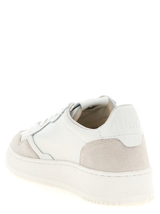 White Cowhide Low Top Sneakers