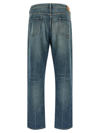 Blue Cotton Tapered Jeans