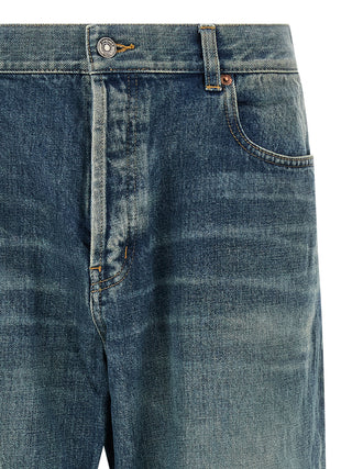 Blue Cotton Tapered Jeans