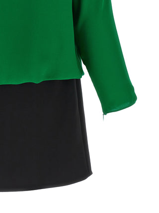 Bicolor Silk Short Dress