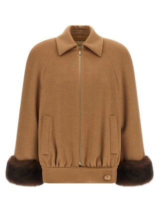 Brown Lamb Fur Bomber
