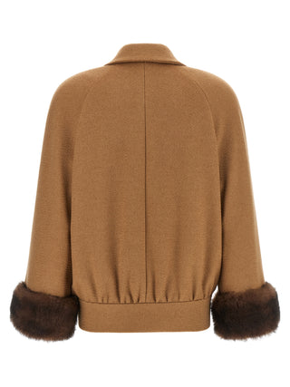 Brown Lamb Fur Bomber